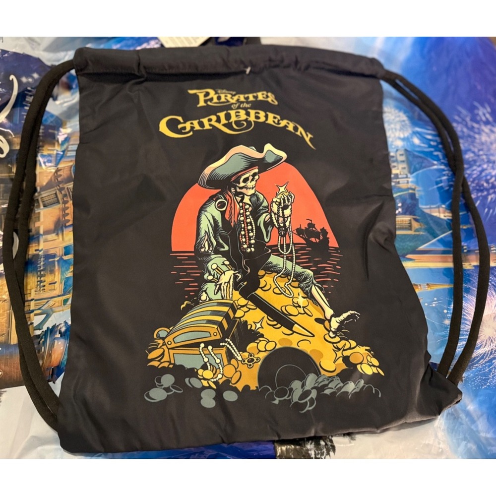 2026 Disney Parks Pirates of The Caribbean Cinch Backpack Bag Tote Pirate